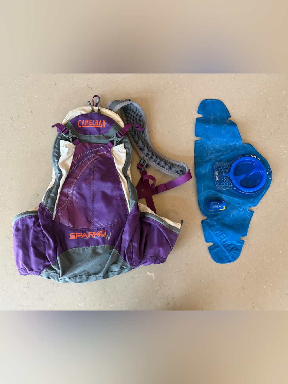 CamelBak Spark 10 Hydration Pack Purple Gray 70oz Reservoir Hiking Bike Run
